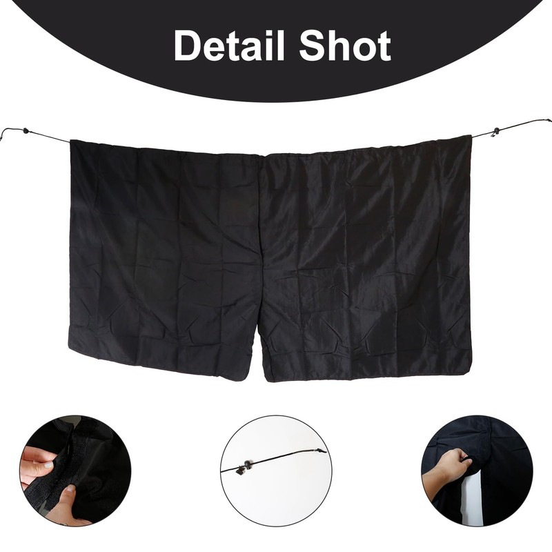 Hopzab Car Interior Divider Curtain, Black Double Row Partition Curtain,