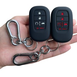 TANDRIVE Key Fob Cover for (5 Buttons) Honda 2022 2023 2024 2025 Civic Accord HR-V Pilot CR-V, Silicone, 2-Pack, Black and Black