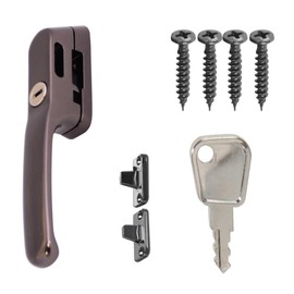 FixRello Fastener Casement Window Handle for Timber Surfaces | with Key, Mount/Wedge and Screws for Easily Installation and Security (1, Bronze)