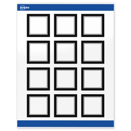Avery Printable Square Labels, Double Black Border, 2" x 2", Glossy White Square Labels, Permanent, Laser/Inkjet, 120ct, Great for Product Merchandising