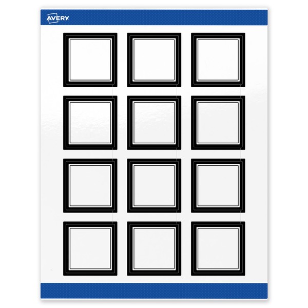 Avery Printable Square Labels, Double Black Border, 2" x 2",