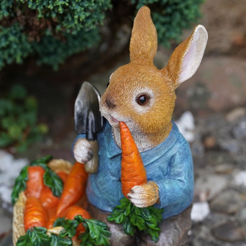 Hungry Bunny Resin Sculpture | Home Garden Peter Rabbit Statue