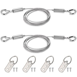 Karosom Picture Hanging Wire Kit - 25kg Load Capacity, 2 Pack Adjustable Stainless Steel Wire Rope with D Ring, for Hanging Mirror, Light Lamp, Basket Flowerpot and Decor