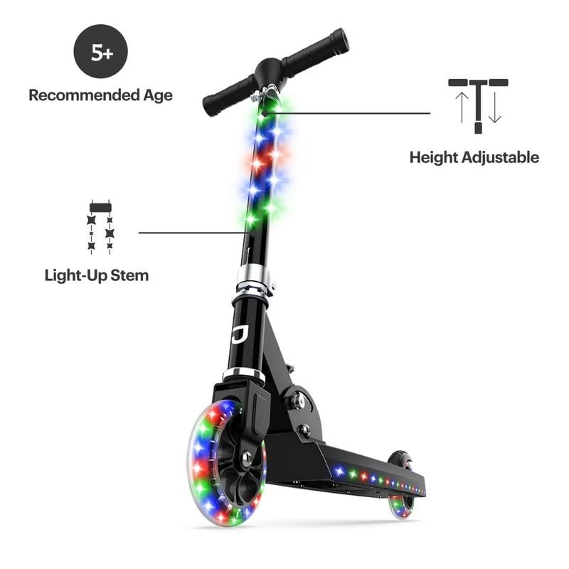 -Wheel Light-Up Kick Scooter, Light Up Deck and Wheels, Height