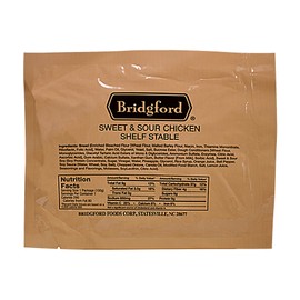 Bridgford MRE Sweet and Sour Chicken - 6 Pack Ready to Eat Survival Food Storage Meals - Shelf-Stable MRE Meals for Camping, Hiking, and Emergency Preparedness - No Refrigeration Needed Civilian