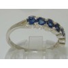 Solid Sterling Silver Vibrant Natural Blue Sapphire Eternity Ring -