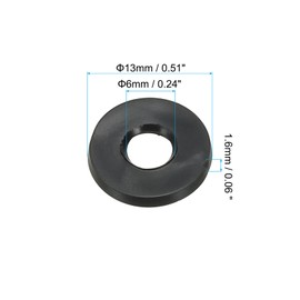 PATIKIL M6 Rubber Flat Washers 20pcs 6mm Inner Diameter 13mm Outside Diameter 1.6mm Thickness Sealing Spacer Gasket Ring for Faucet Pipe Water Hose Fastener Bolts Black