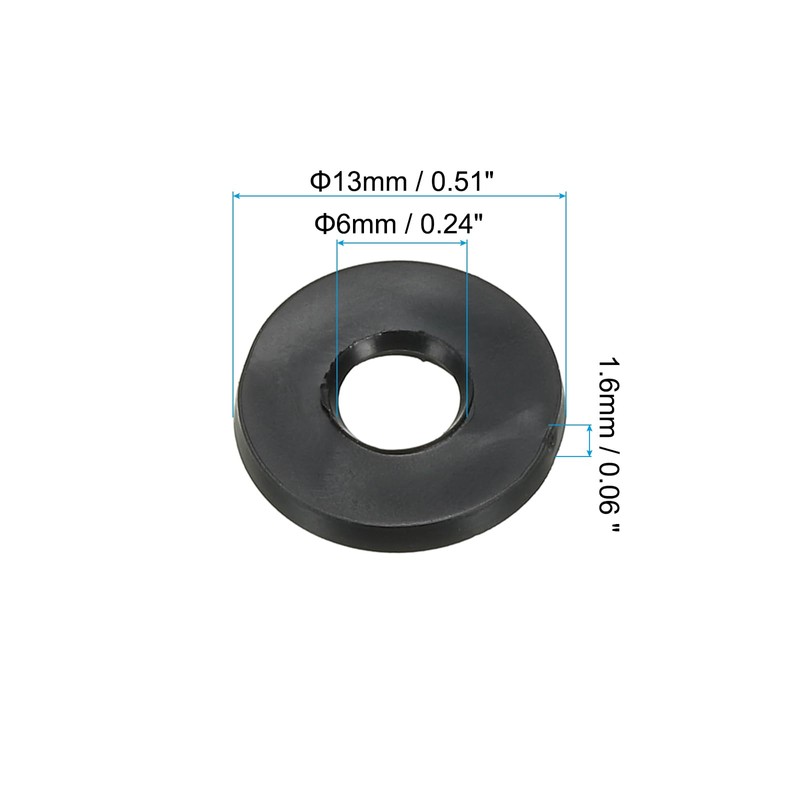 PATIKIL M6 Rubber Flat Washers 20pcs 6mm Inner Diameter 13mm