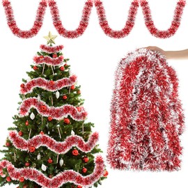 Aitsite 12 m / Pack of 6 Tinsel Christmas Tree, Tinsel Red Christmas Decoration Christmas Tree Garland Christmas Decoration Party Christmas Decoration Hanging Birthday Party Decoration