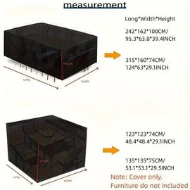 Patio Furniture Cover, Waterproof Outdoor Cover, Oxford Fabric Dustproof Patio Outdoor Chairs Cover with Storage Bag, Fits for Dining Square Table Sofa and Chair, Patio Porch Furniture:_Black_315*160*74cm /124*63*29.1in