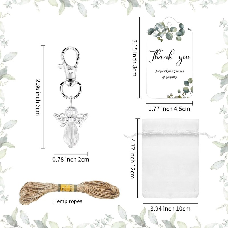 Metacipher 30 Set Funeral Favors for Guests White Angel Keychains