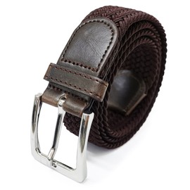 Glamexx24 Unisex Elastic Fabric Belt Braided Stretch Belt Stretchy Belt for Men and Women, dark brown