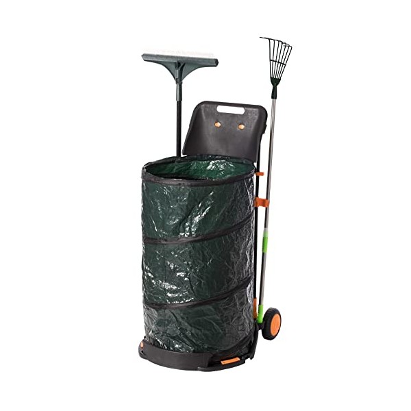 Gardenised All Purpose Garden Cart and Leaf Collector, Bonus Hand Leaf Rakes Included,Green