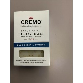 Cremo Exfoliating Body Bar No. 4 BLUE CEDAR & CYPRESS Soap 6 oz w/ Shea Butter