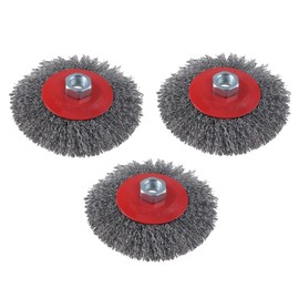 CNCYEAH Set of 3 Cone Brush, Wavy, M14, 115 mm, Wire Brush, Disc Brush, Angle Grinder, Wire Brush Set for Polishing, Descaling and Deburring