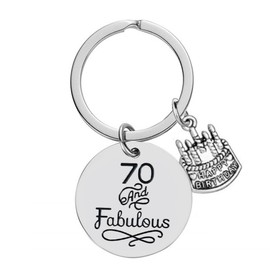 70th Birthday Gift for Women Happy Birthday Keychain 70 Year Old Gift for Women Mom Granadma Sister 70 Bday Gifts Birthday Presents - 70 and Fabulous Keychain Decorations for Women