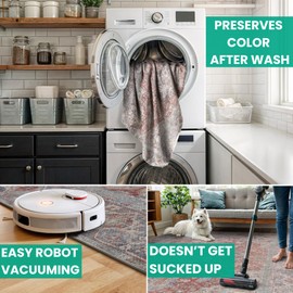 Bloom Rugs Washable Non-Slip 12 ft Runner - Red/Blue Traditional Medallion Runner for Entryway, Hallway, Bathroom, and Kitchen - Exact Size: 2.5' x 12'