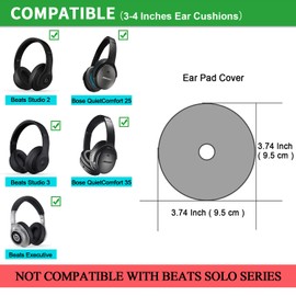 Jarmor JARMOR Earpads Sweater Cover Protectors with Stretchable Knit Fabric for Beats Studio 3/2 Bose QC35 25 15 Headphones and Other Headsets with 3-4 Inch Ear Cushions [ 2 Pairs ] (Black)