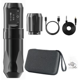 RCA Rotary Tattoo Machine Professional LCD Display 2400mAh Battery Coreless Motor Wireless Tattoo Pen Black
