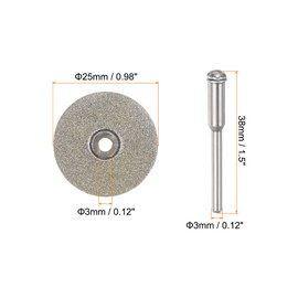 sourcing map 10pcs Diamond Cutting Wheel 25mm Full Sand Diamond Wheels Cut Off Discs Diamond Coated Cutting Wheel Replacement with 2pcs 3mm Mandrel for Rotary Tools
