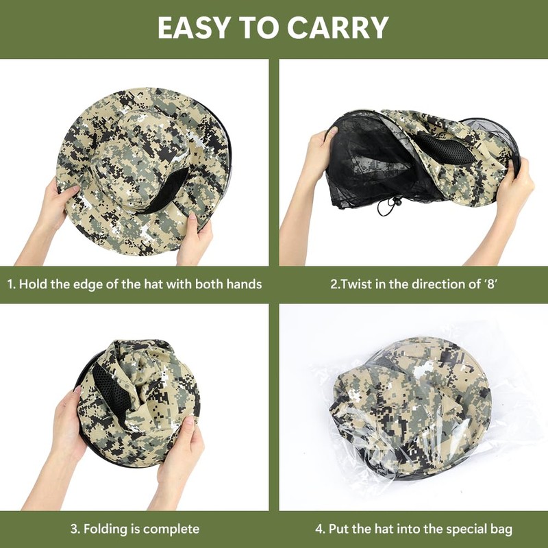 AOGOE Mosquito Head Net Hat, Mosquito Hat with Removable Netting,