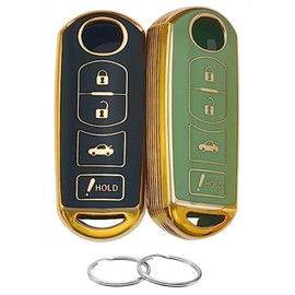 REPROTECTING TPU Key Fob Cover Compatible with 2009-2019 Mazda 3 6 CX-5 CX-7 CX-9 MX-5 Miata Toyota Yaris iA Scion iA (Black/Green)