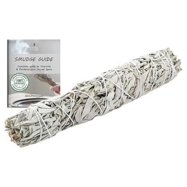 Soul Sticks 1 Pack 9 Inch White Sage Smudge Sticks with Starter Guide - Floral Home Sage for Cleansing House and Smudging Negative Energy