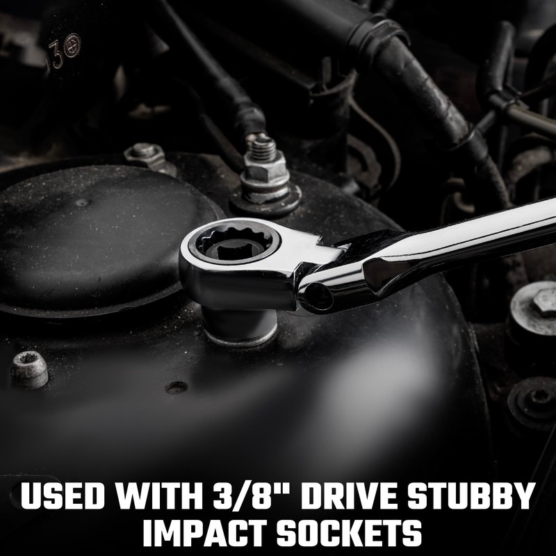 DURATECH Extra Long Flex Head Ratchet Wrench, 144-P, Double-Stacked Pawls,