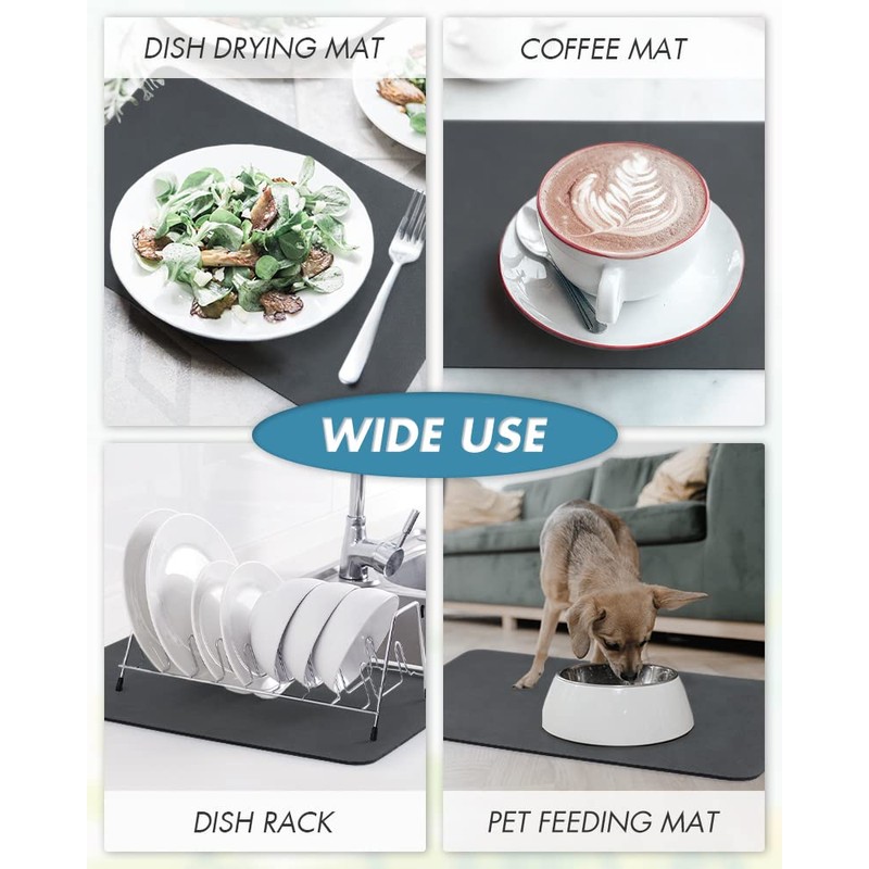 AMOAMI-Coffee Mat Hide Stain Rubber Backed Absorbent Dish Drying Mat