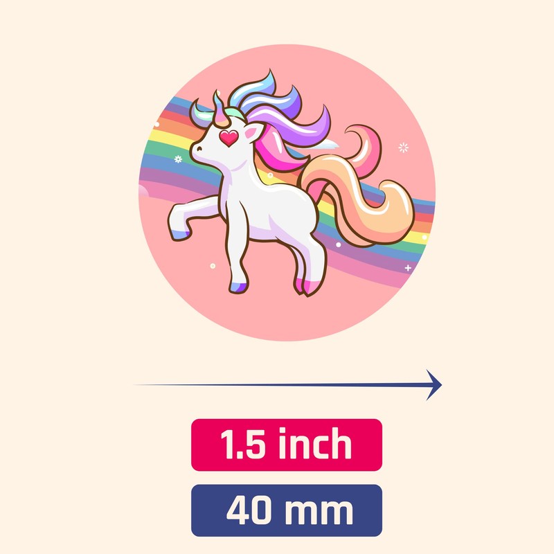 Unicorn Sticker Sheets for Kids, 1.5" - 20 Sheets, 200