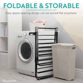 Brookstone 2 Tier Folding Rack – Indoor/Outdoor Collapsible Clothes Dryer Stand Laundry or Shoe Rack,Heavy Duty Freestanding Garment Hanger, Foldable, Portable Air Dry Holder