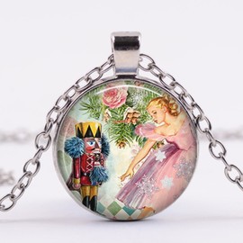 HANDMADE keepsake from my USA art studio NUTCRACKER HOLIDAY CHRISTMAS MUSIC  crystal pendant Silver 20" Necklace women