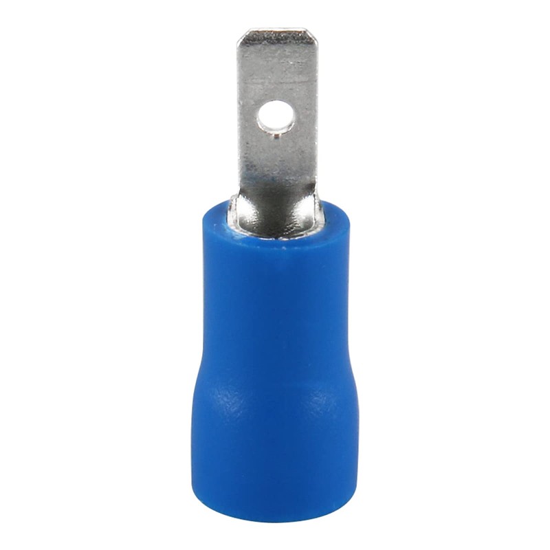 Baomain 0.11" Blue Male Insulated Spade Wire Connector Electrical Crimp