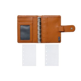 Moterm A8 Regular Rings Planner - Genuine Leather Binder Organizer Wallet (Pebbled-Burnt Orange, 15mm Ring)