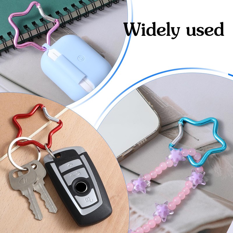 10 Pcs Star Carabiner 1.77inch, Aluminum Alloy Star Keychain Clasp,