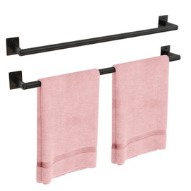 24 Inch Bathroom Towel Bar, Matte Black Towel Racks for Bathroom, JIAPAIDUO Bathroom Towel Rack Wall Mounted, Bath Hand Towel Holder Organizer, Modern Home Decor Towel Rod, 2 Packs