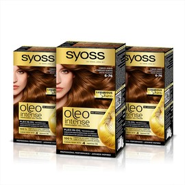 Syoss Oleo Intense Haarfarbe, 100 % reine Öle, 0 % Amoniak 6-76, warmes Kupfer, 3 Stück
