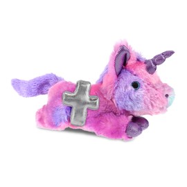 DolliBu Monday Pink Unicorn Stuffed Animal with Silver Cross Plush - Religious Baptism Gifts for Boys and Girls, Dedication Christening Gifts Plush Prayer Toy Healing Teddy Bear - 10.5 Inches