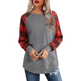 Aifer Shirts for Women Buffalo Plaid Raglan Sleeve Spring Tops 2025 Fashion Outfits Tunic Cute Casual Clothing Work Daily