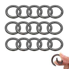 BigCheer 15pcs 33 mm Carabiner Round Black Very Robust Zinc Alloy Round Carabiner Key Ring for Key Ring Bag Jewellery DIY Crafts Making