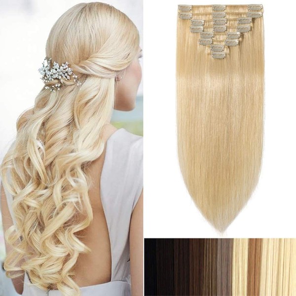 SN-TH Clip-in extensions, real hair, 8 pieces, 18 clips.