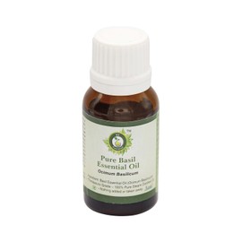 R V Essential Pure Basil Essential Oil 5ml (0.169oz)- Ocimum Basilicum (100% Pure and Natural Steam Distilled)
