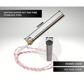 DOJA Industrial | Ignition Igniter Hot Rod Tube | Pellet Stove Heater Tube Spark Starter Plug 10mm Ø | Thread: 3/8" | 140mm Long | 250w | Wood Burner Stove Element | Heating Resistor 220v