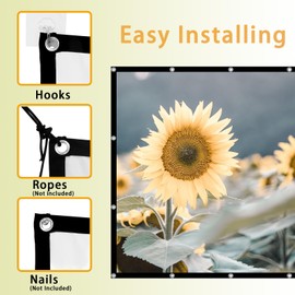 100 Inch Projector Screen - Polyester, 16:9 Aspect Ratio, Thicken Material, Easy Installation, Wrinkle-Free, 165° Viewing Angle - Foldable & No Crease Design. Perfect for Indoor and Outdoor