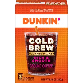 Dunkin' Cold Brew Ground Coffee Packs, 8.46 Ounces (Pack of 6) (Packaging May Vary)