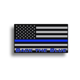 Real Sticky Back The Blue Police Officer Sticker USA Flag Line Lives Cup Car Vehicle Decal