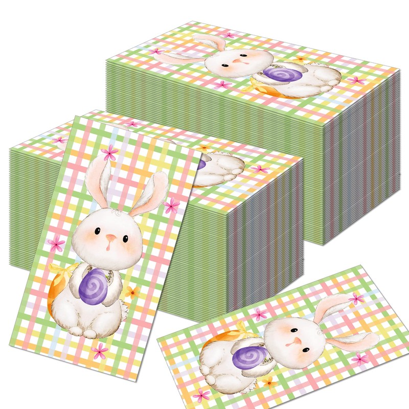 Horaldaily 40 Pcs Easter Disposable Paper Decorative Guest Napkins,Spring Bunnies