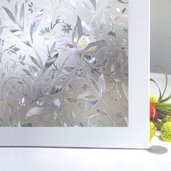 Zindoo Privacy Window Film Stain Glass Film Window Cling No-Glue