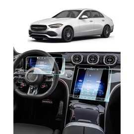 For 2025 Benz C300 Screen Protector - (2PCS) 2022-2025 GLC300 C300 4matic W206/2023-2025 AMG C43/2024 AMG C63 Accessories 9H Tempered Glass 12.3+11.9 Inch Touch Screen Anti-Scratch High Sensitivity