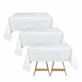 Disposable Table Cover Heavy Duty Dining Table Cover Paper Tablecloths For Parties Garden BBQ Birthday Christmas Wedding Holiday Dinner Banquet Baby Shower Party Supplies White 90cm X 90cm (Pack Of 3)